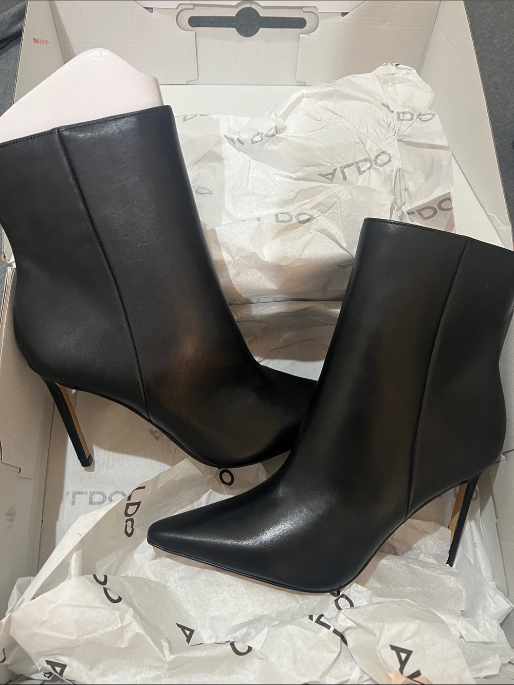 Aldo Black Pointed Stiletto Ankle Boots